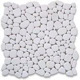 Thassos White Marble Pebble Stone River Rocks Mosaic Floor Wall Tile Tumbled for Kitchen Backsplash Bathroom Flooring Shower Outdoors
